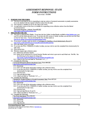 Assessment Response State Form