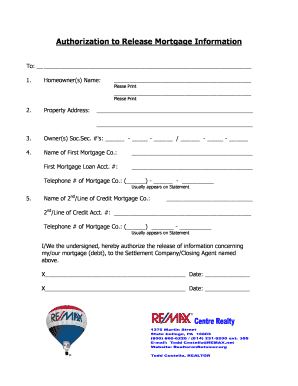 Authorization to Release Mortgage Information