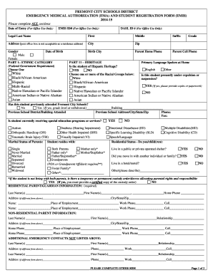 Fremont City Schools Emergency Medical Authorization Form