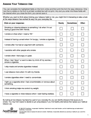 Tobacco Use Assessment Form