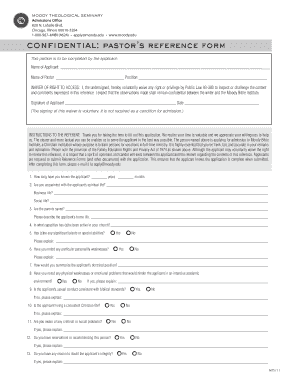 Pastor's Reference Form