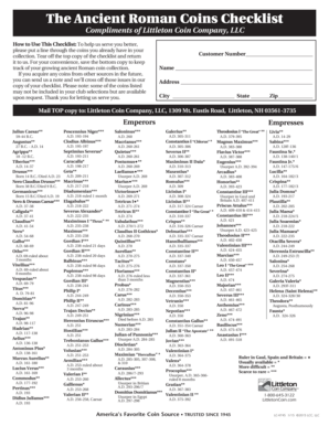 Ancient Roman Coins Checklist
