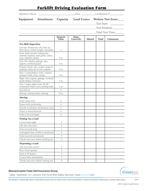 Fillable Online Forklift Driving Evaluation Form Coveriskcom Fax Email Print Pdffiller