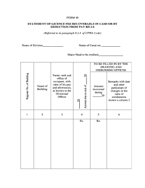 Statement of License Fee Recoverable