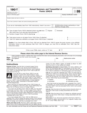IRS Form 1042-T Annual Summary and Transmittal