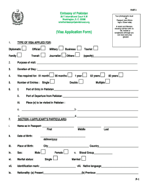 Pakistan Visa Application Form