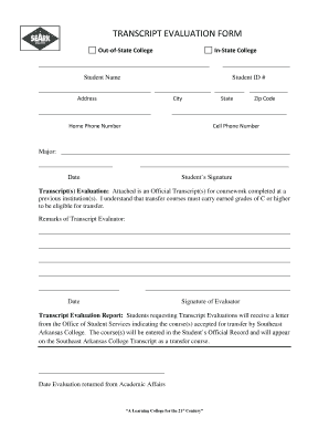 Transcript Evaluation Form