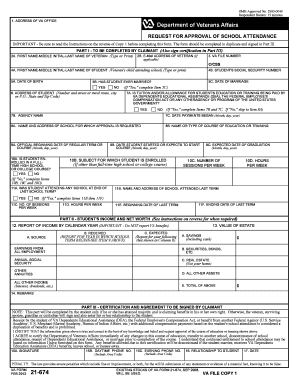 VA Form 21-674 Request for Approval of School Attendance