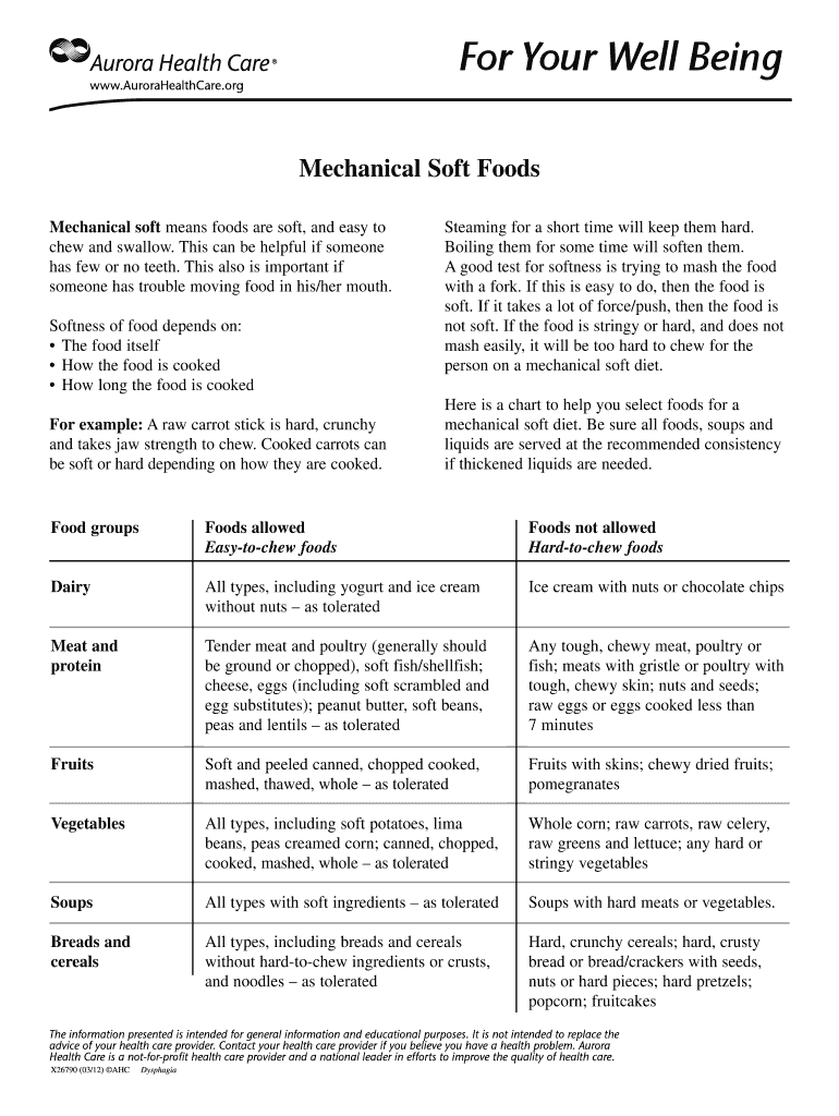 Fillable Online Mechanical Soft Foods Fax Email Print - pdfFiller