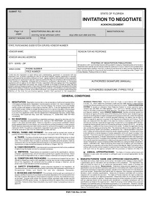 Florida Invitation to Negotiate Acknowledgment