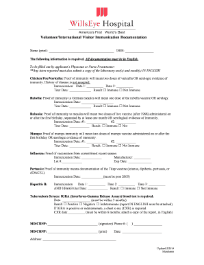 Volunteer Immunization Documentation Form