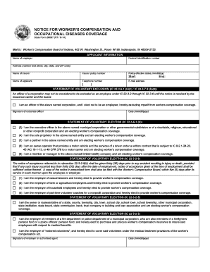 Indiana Worker's Compensation Exclusion and Election Notice