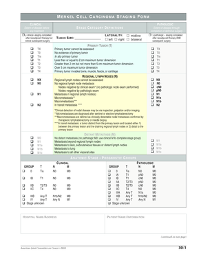 Merkel Cell Carcinoma Staging Form