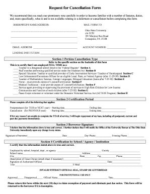 Perkins Loan Cancellation Form