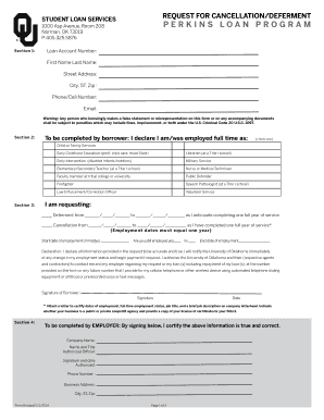 Student Loan Cancellation/Deferment Request Form