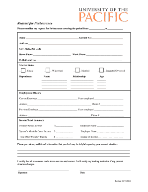 Request for Forbearance Form