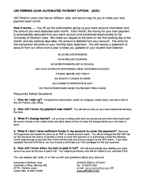 UNI Perkins Loan ACH Authorization Form