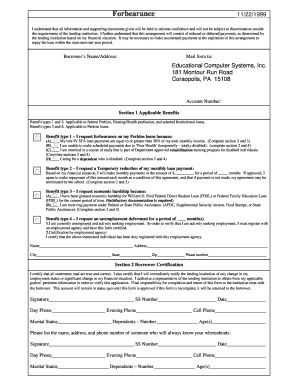 Perkins Loan Forbearance Form