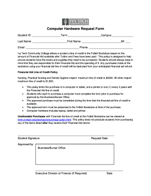 Ivy Tech Computer Hardware Request Form