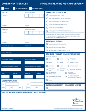 Hearing Aid Repair Return Form