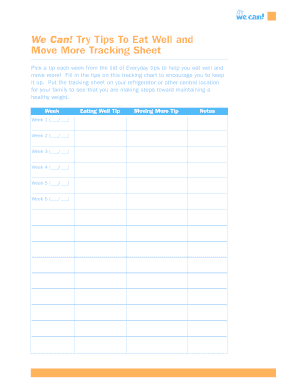 Healthy Lifestyle Tracking Sheet
