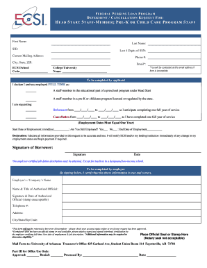Federal Perkins Loan Deferment/Cancellation Request