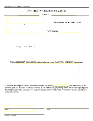 US Federal Summons in a Civil Action