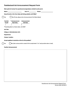 Reference page for job - User ID Phone - ohr psu