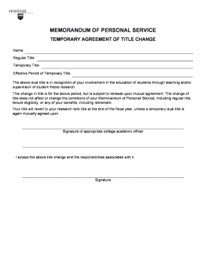 Temporary Title Change Agreement