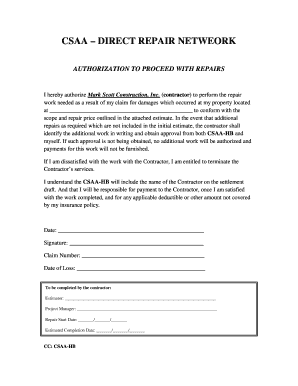 CSAA Repair Authorization Form