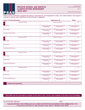 Private School Tuition Responsibility Clarification Form