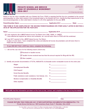 Head of Household Worksheet 2015