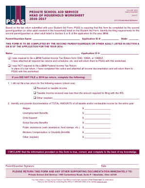 Head of Household Worksheet 2014