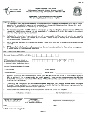Application for Waiver of Foreign Worker Levy