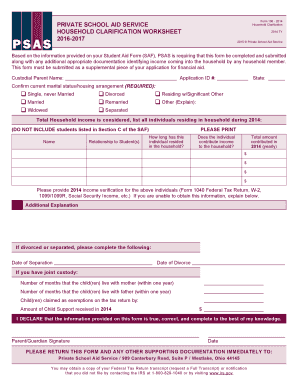 Private School Aid Service Household Clarification Form