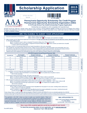 Pennsylvania K-12 Private School Scholarship Application