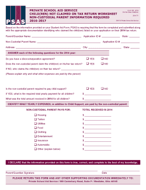 Private School Aid Service Form 105
