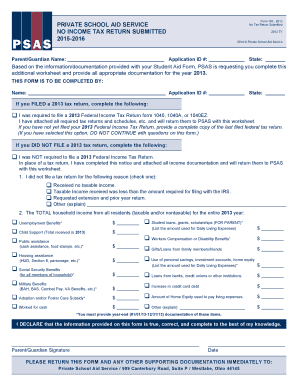 Private School Aid Service Form 103