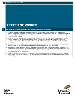 Letter of Wishes for Trust Administration