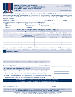 Aclaración de Miembros de la Unidad Familiar