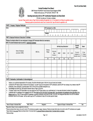 Standing Instruction Form for CPF Contribution Payments