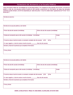 Formulario de Asistencia a la Escuela Pública