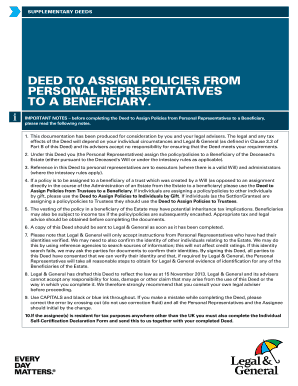 Deed to Assign Policies from Personal Representatives to a Beneficiary