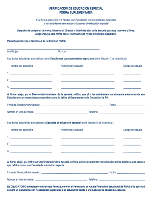 VERIFICACIÓN DE EDUCACIÓN ESPECIAL