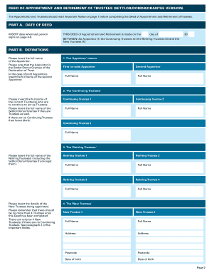 Deed of Appointment and Retirement of Trustees