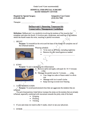DeQuervain's Stenosing Tenosynovitis Management Form