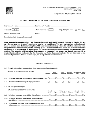 International Social Survey Ireland Form