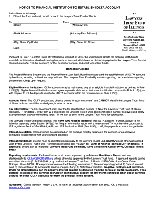 Illinois IOLTA Account Establishment Notice