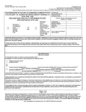 USPTO Patent Declaration Form