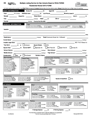 Residential Rental Data Form